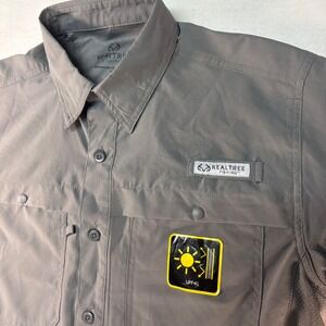 Realtree Fishing Mens Short Sleeve Guide Shirt UPF 40 Sun Protection Gray